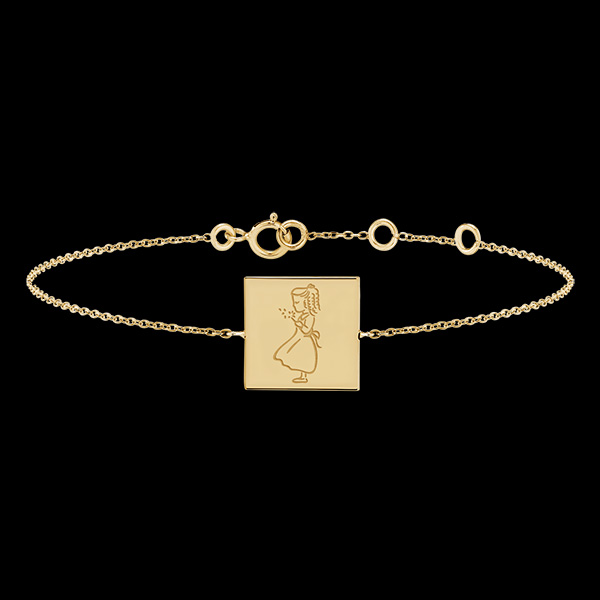 Armband mit viereckigem Anhänger mit Gravur - Gelbgold, 9 Karat - Kollektion Baby Yours - Edenly Yours
