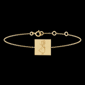Brățară medalion pătrat gravată - aur galben de 9 carate - Colecția Baby Yours - Edenly Yours