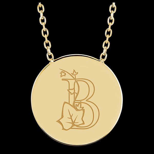 Halsketting met gegraveerd rond medaillon - 9K geel goud - ABC Yours Collectie - Edenly Yours