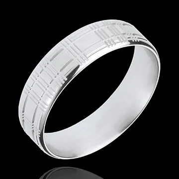 Anneau Ecossais or blanc 18 carats