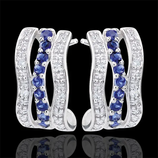 Boucles d'oreilles Créoles Onda - or blanc 9 carats