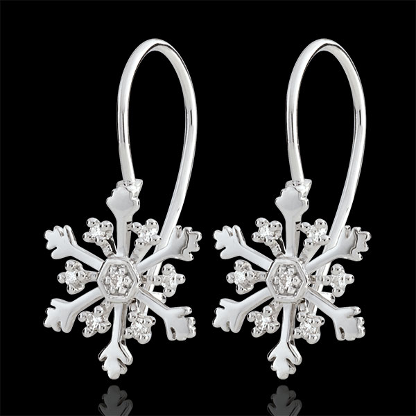Boucles d'oreilles Flocon Austral - dormeuses - or blanc 9 carats