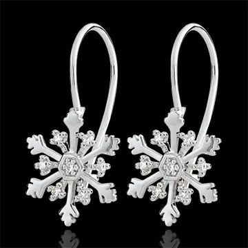Boucles d'oreilles Flocon Austral - dormeuses - or blanc 9 carats