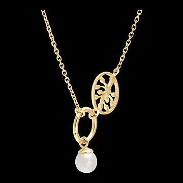 Collier Abondance - Arbre de vie - or jaune 9 carats et perle