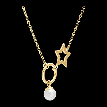 Collier Abondance - Etoile - or jaune 18 carats et perle