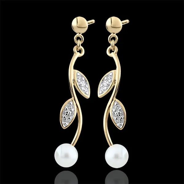 Boucles d'oreilles Été nacré - perles - or blanc et or jaune 9 carats