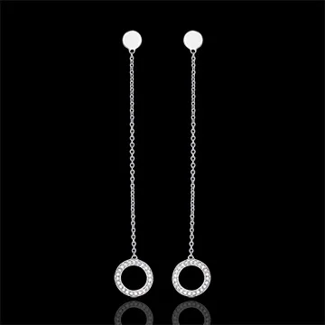 Boucles d'oreilles - Pendule Divine - or blanc 9 carats et diamants