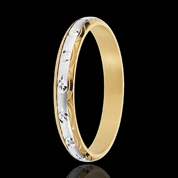 Alliance symboles solaires - or blanc et or jaune 18 carats