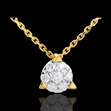 Collier demi sphère pavée - 7 diamants - or jaune 18 carats