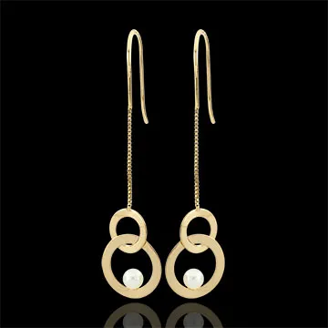 Boucles d'oreilles Perchoirs nacrés - perles - or jaune 9 carats