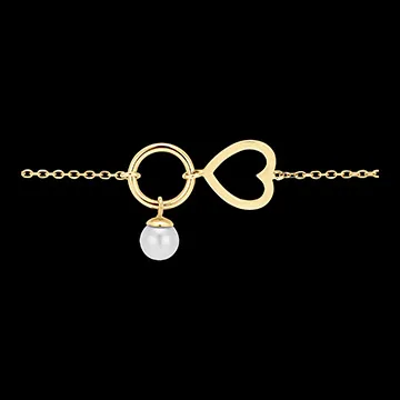 Bracelet Abondance - Coeur - or jaune 9 carats et perle