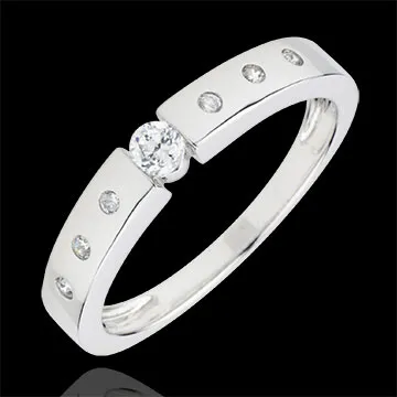 Bague solitaire Désirée or blanc 9 carats - diamant 0.10 carat
