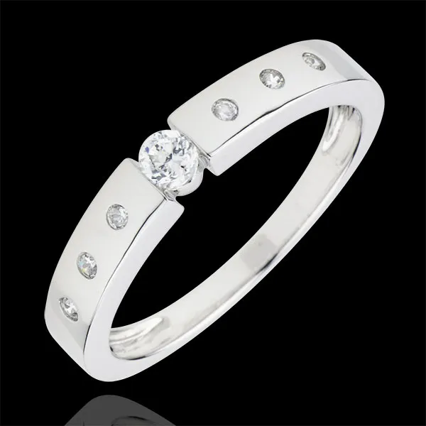 Bague solitaire Désirée or blanc 18 carats - diamant 0.10 carat
