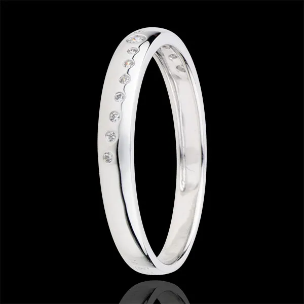 Anneau diamanté Nuptial - or blanc 9 carats