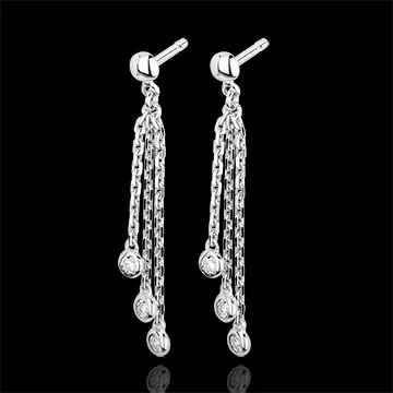 White Gold and Diamond Waterfall Drop Earrings
