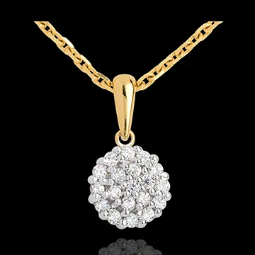 Pendentif kaléidoscope pavé diamants - 19 diamants - 0.19 carat - or jaune 9 carats