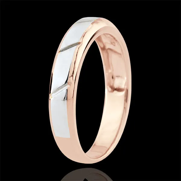 Rose Gold and White Gold Magnus Wedding Band - 18 carats