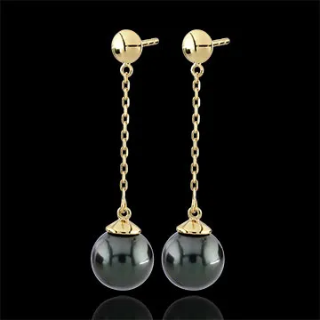 Yellow Gold Aura Pearl Earrings