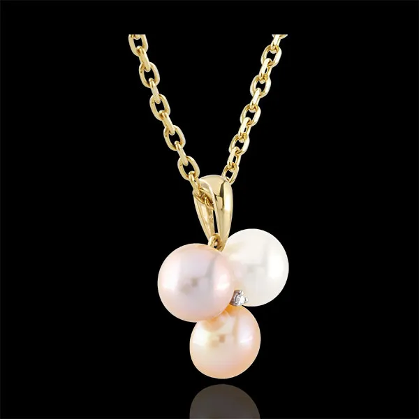 Pendentif Trio nacré - or jaune 9 carats