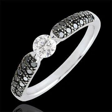 Bague solitaire Triomphale - diamants noirs - 0.25 carat - or blanc 18 carats