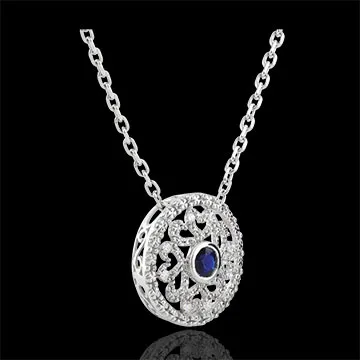 Pendentif or blanc 9 carats Kiona - diamants et saphir