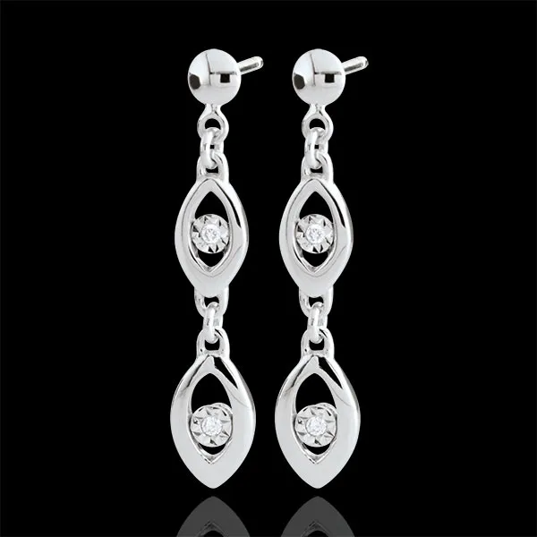 Boucles d'oreilles Le charme du paon - or blanc 9 carats
