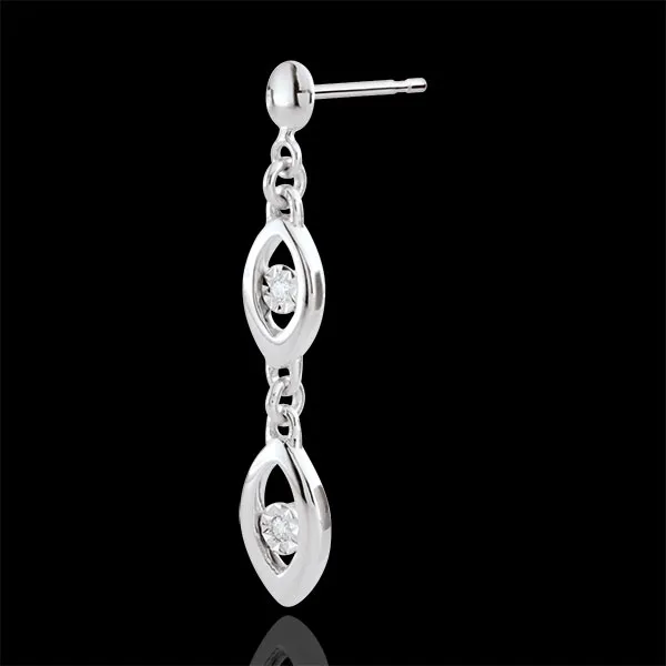 Boucles d'oreilles Le charme du paon - or blanc 9 carats
