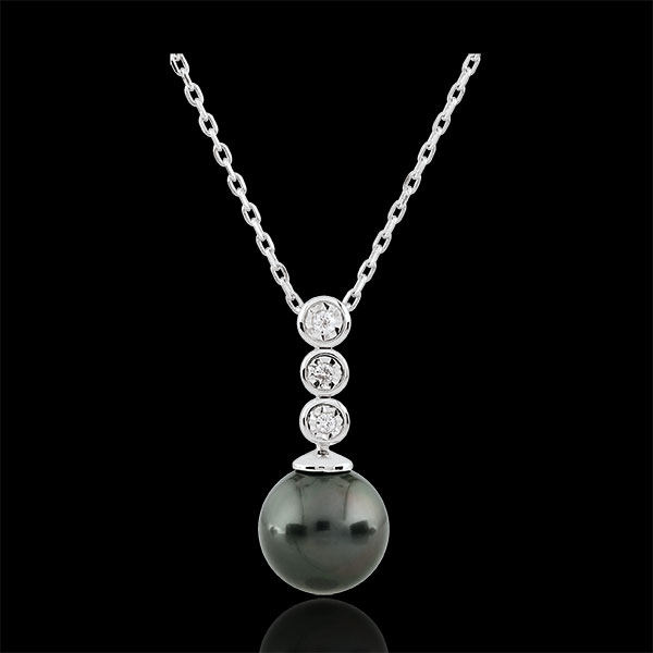 Diamond Trilogy on Pearl Necklace