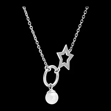 Abundance Necklace - Star - 9 carat white gold and pearl