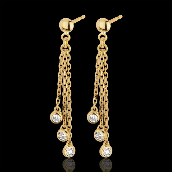 Yellow Gold and Diamond Waterfall Drop Earrings