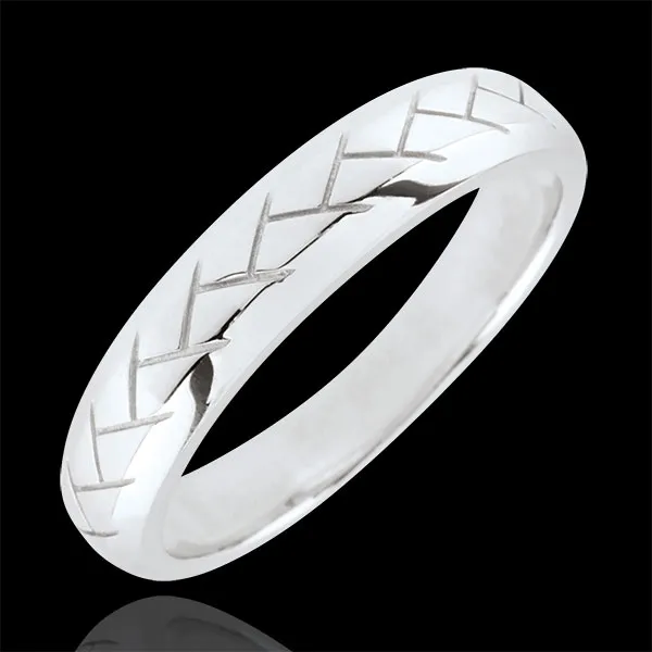 White Gold Weave Wedding Band - 18 carats