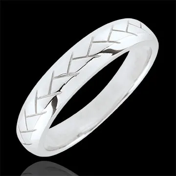 White Gold Weave Wedding Band - 18 carats