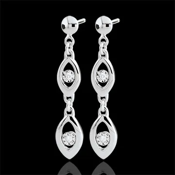 White Gold Peacock Charm Earrings