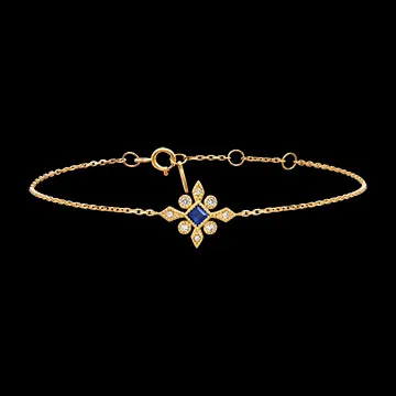 Pulsera Fleur Astrale – Oro amarillo de 9 quilates con zafiro y diamantes sintéticos