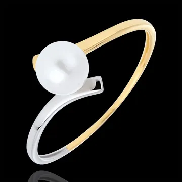 Anillo perla Olympia dos oros - oro blanco y oro amarillo 18 quilates