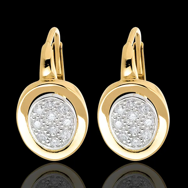 Gemelos - oro amarillo y oro blanco empedrado 18 quilates - 20 diamantes 