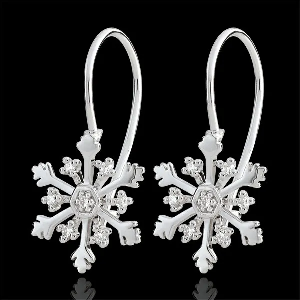 Pendientes Copo de Nieve Austral - oro blanco 9 quilates