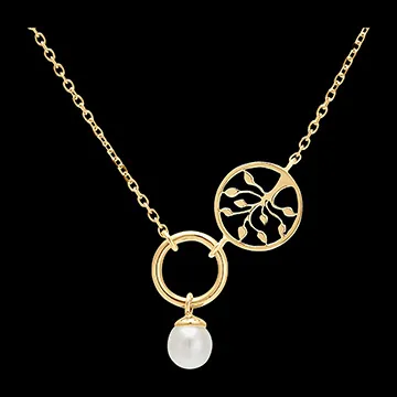 Collar Abundancia - Árbol de la vida - oro amarillo de 18 quilates y perla
