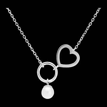 Collar Abundancia - Corazón - oro blanco de 9 quilates y perla
