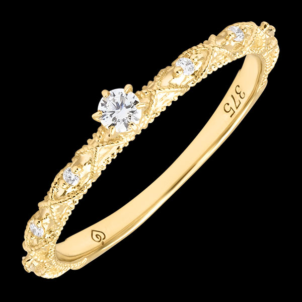 Anillo Éloa – Oro amarillo de 9 quilates y diamantes sintéticos