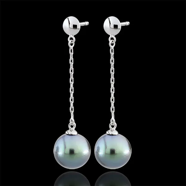 Pendientes Amura - oro blanco 9 quilates y perla