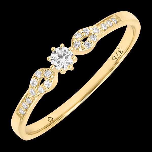 Anillo Soliane – Oro amarillo de 9 quilates, diamantes sintéticos