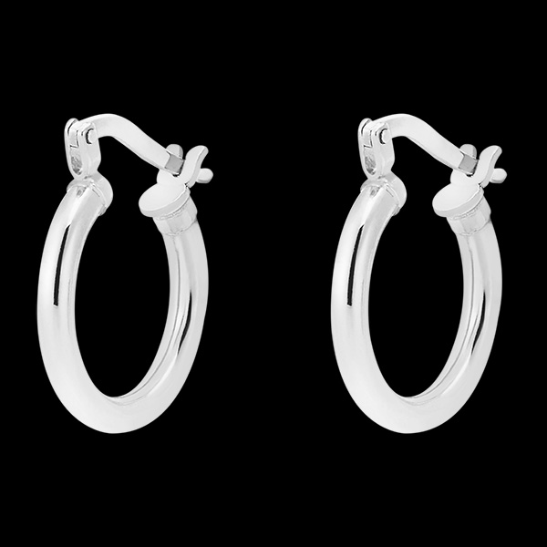 Pendientes de aro medianos - 10mm de diametro - oro blanco 18 quilates