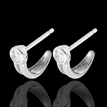 Pendientes Mosquetón Diamante - cortos - oro blanco 18 quilates y diamantes