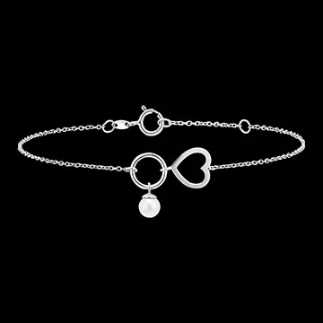 Pulsera Abundancia - Corazón - oro blanco de 9 quilates y perla