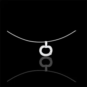 Colgante oro blanco 9 quilates y Diamante - Diapple mini