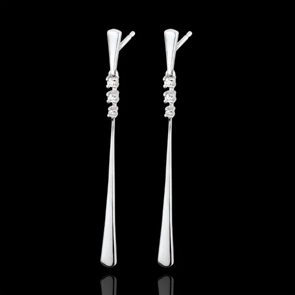 Pendientes largos Alíria - oro blanco 18 quilates y diamantes