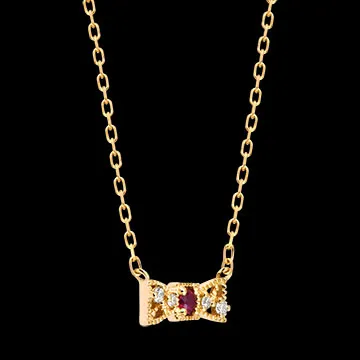 Collar Noélya – Oro amarillo de 9 quilates, rubí y diamantes sintéticos