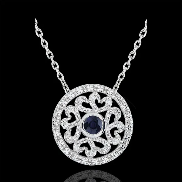 Colgante Kiona - oro blanco 9 quilates - diamantes y zafiro