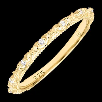 Anillo Lira – Oro amarillo de 9 quilates y diamantes sintéticos